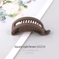 Matte light coffee banana hair clip for ponytail in square 8x2cm minimalist design - Square / Light Coffee