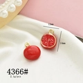 Red pomegranate enamel charm with gold metal frame for DIY jewelry making - 4366# Pomegranate