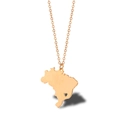 Minimalist gold Brazil map pendant necklace with heart cutout detail on white background - Brazil - Rose Gold