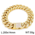 Iced Out 14mm goldenes Panzerarmband mit funkelnden Strasssteinen für Damen und Herren - 14mm (KB170712-MZOZ) / Gold