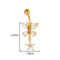 Golden butterfly and flower belly ring with zircon inlays and detailed dimensions - Butterfly Small Flower Style (2612-4#) / Gold