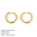 Orecchini a cerchio minimalisti da 20mm in acciaio inossidabile dorato, design largo 3mm - Orecchini a Cerchio 20mm x 3mm (YE15684) / Oro