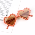 Cute heart-shaped children's sunglasses in bright orange with scalloped wavy frames - Orange