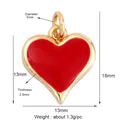 Polished gold-plated copper red heart charm pendant with red enamel inlay details - M182925 Red Heart