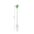 304 stainless steel dessert fork with green cactus handle, 19cm long cutlery tool - Cactus Fork / Silver