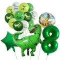 Set de fête dinosaure avec grand ballon en aluminium et chiffre 8 vert décoratif - Chiffre 8 / Vert