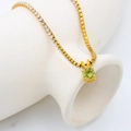 Gold finish birthstone necklace with square chain and emerald green zircon pendant - Zircon Tennis Chain / August-Peridot Green