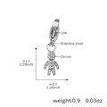 Roboter-Anhänger aus Edelstahl mit Zirkon-Inlay und Karabinerverschluss in Silber - Menschliche Zirkon Figur / Stahlfarbene Figur