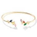 Detail of gold willow branch cuff with multi-color zircon stones and size dimensions - 16K Gold Mixed Color Zirconia