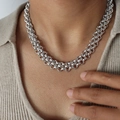 Collana a strati in argento con catena spessa e chiusura OT, gioielli stile punk chic - Collana-42cm / Color Acciaio