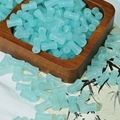 Light blue bamboo-shaped glass beads in a wooden tray for DIY jewelry making - Azure (J10#)