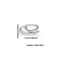 Silver snake-shaped stainless steel open ring with precise size and weight measurements - Snake Steel Color 10