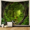 Detailed macro view of a forest landscape tapestry showing dense greenery and creek - Brushed Fabric / 73X95CM / GT330073 (热带森林)