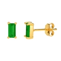 Elegante vergoldete smaragdgrüne Rechteck-Ohrstecker mit klassischer 4-Krallen-Fassung - Rechteckiger Krallenfassung Stil