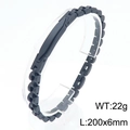 Pulsera ID de acero negro mate 200x6mm con barra curva para grabado personal - Negro