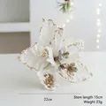 Weiße künstliche Weihnachtablume mit goldenem Glitzer und 22cm Durchmesser Größe - Weiß