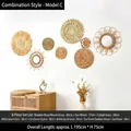 8-piece bohemian woven seagrass wall decor set with natural wood beads and sun shapes - Bestselling C Combo (8-Piece with Mirror)