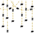 2026 graduation party garland with black glitter mortarboards and gold stars banner - Black Gold (2026 Mix)