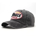 Gorra de béisbol vintage de algodón gris lavado con bordado retro y cierre ajustable - Talla Única (56-60cm) / Negro