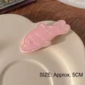 Pink fish-shaped glitter hair clip with white border on ceramic tray, size 5cm - 4# Small Fish Hair Clip