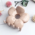 Large glossy beige flower hair claw clip for ponytails with a minimalist resin design - Glossy Nude Pink