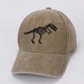 Detail shot of vintage khaki kids baseball cap with dinosaur skeleton embroidery - 48-53cm (2-8 Years) / Khaki