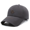 Gorra de béisbol gris carbón con bordado CP marrón y texto lateral Ride The Wave - gris oscuro