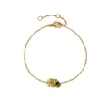 14K gold stainless steel birthstone bracelet featuring yellow and green zircon stones - 14K Gold / November Light Yellow Square Olive Green Teardrop