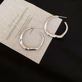 Detailed view of silver cross hoop earrings with greeting card on a dark background - Irregular Silver Stud (73#)