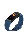 Detail of blue smart fitness tracker with silicone strap showing incoming call alert - Blue
