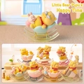 Figurines de Winnie l'Ourson et Porcinet avec texture floquée en poses mignonnes - Temps Heureux Ours Floconné (HM177-2) / Boîte entière 6 pièces