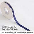 Matte cotton ribbon in navy blue 1.0cm width for gift wrapping and floral decoration - Double-sided Matte Cotton / 1.0cm Wide * 20 Yards / Navy Blue