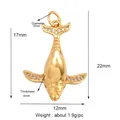 Pendentif dauphin doré avec zircons blancs et spécifications de dimensions détaillées - K644549-Gold Whale
