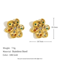 3D Flower Stud Earrings - Gold Color