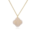 Collier doré élégant avec pendentif perle losange sur fond blanc avec reflet clair - Collier Losange Doré