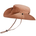 Outdoor wide brim sun hat in tan finish with adjustable chin strap and side metal snaps - Orange