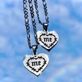 Hip-hop silver heart flame necklaces with me engraving against a blue sky background - Thorns Letter Heart