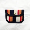 Mini canvas coin purse with red, orange, and blue vertical stripes and gold metal snap - Rainbow Stripe