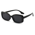 Kids black square polarized sunglasses with flexible silicone legs in 45-degree side view - Black Frame Black Leg