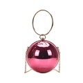 Bolvormige avondtas in metallic roze roze met gouden ronde handgreep en ketting - 20x20cm / Rozerood