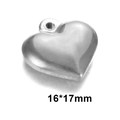 Polished silver heart pendant made of solid stainless steel, size 16x17mm - 16x17mm / Steel