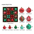 Red and green Christmas ball ornaments set with diverse patterns in a kraft box - Red and Green