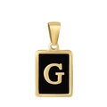 18K gold stainless steel necklace with a black rectangular pendant featuring letter G - Letter G