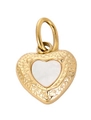 Golden heart pendant with white mother of pearl inlay and textured steel edges - Gold Heart with Mother of Pearl-JP43339DW0