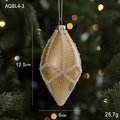 Addobbo natalizio a goccia beige con perle bianche e strass argentati, misura 12,5 cm - Forma a Goccia / Champagne
