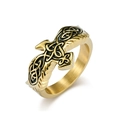 Nordic Viking eagle knot ring in gold stainless steel with a vintage oxidized finish - Size 7 / Gold