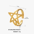 Anello stella regolabile in acciaio inossidabile placcato oro con design a stella - Oro