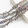 Macro detail of crescent crystal pendants with iridescent rainbow coating for DIY jewelry - Semi-transparent Purple