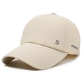 Soft-top light beige baseball cap with letter S print and quick-dry fabric finish - Adjustable / Khaki