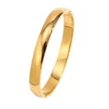 Macro detail of 6mm wide domed golden stainless steel bangle with polished mirror finish - Simple Domed Surface (Gold) / 6mm Width